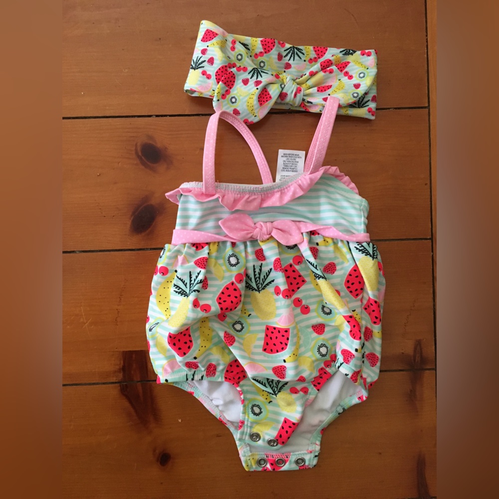 Cute fruit bathing suit with matching headband by Cat and Jack